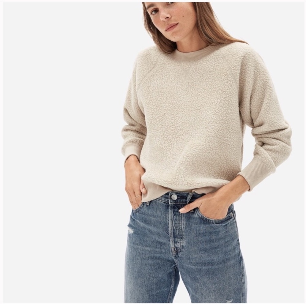 Everlane The ReNew Fleece Ragland Sweatshirt XL Sandstone